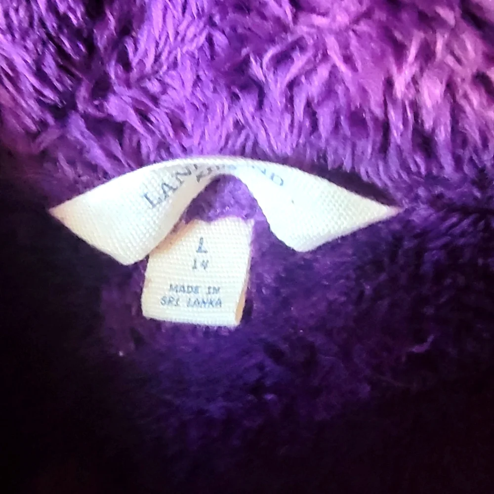 Snuggly Lands End purple fleece jacket kids sz 14 - Picture 4 of 11